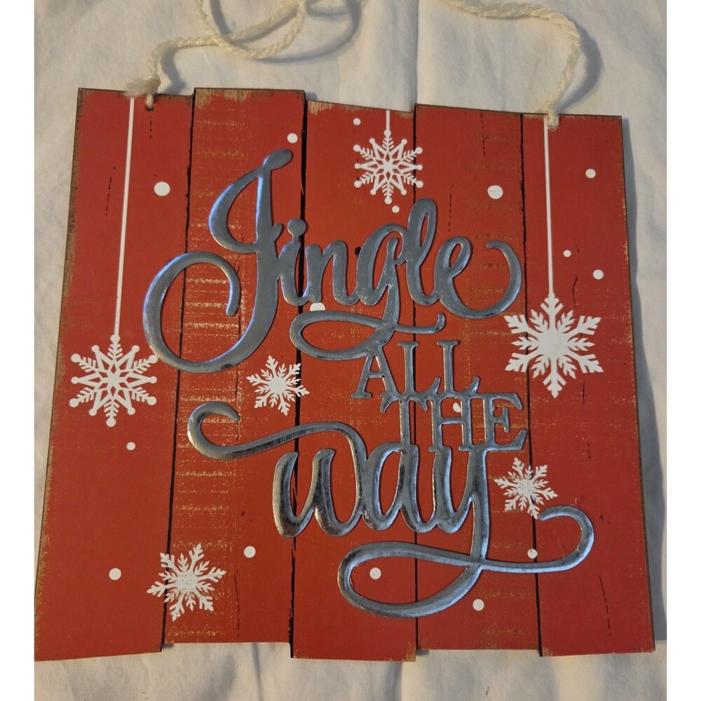 Jingle All The Way Plank Hanging Sign Decor 10"X10"